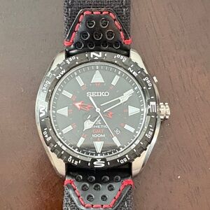 Seiko Black and Red GMT Men's Watch